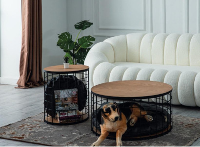 Design Set 2x Coffee table Dog Kennel Luxury Furniture for Living room Coffee tables